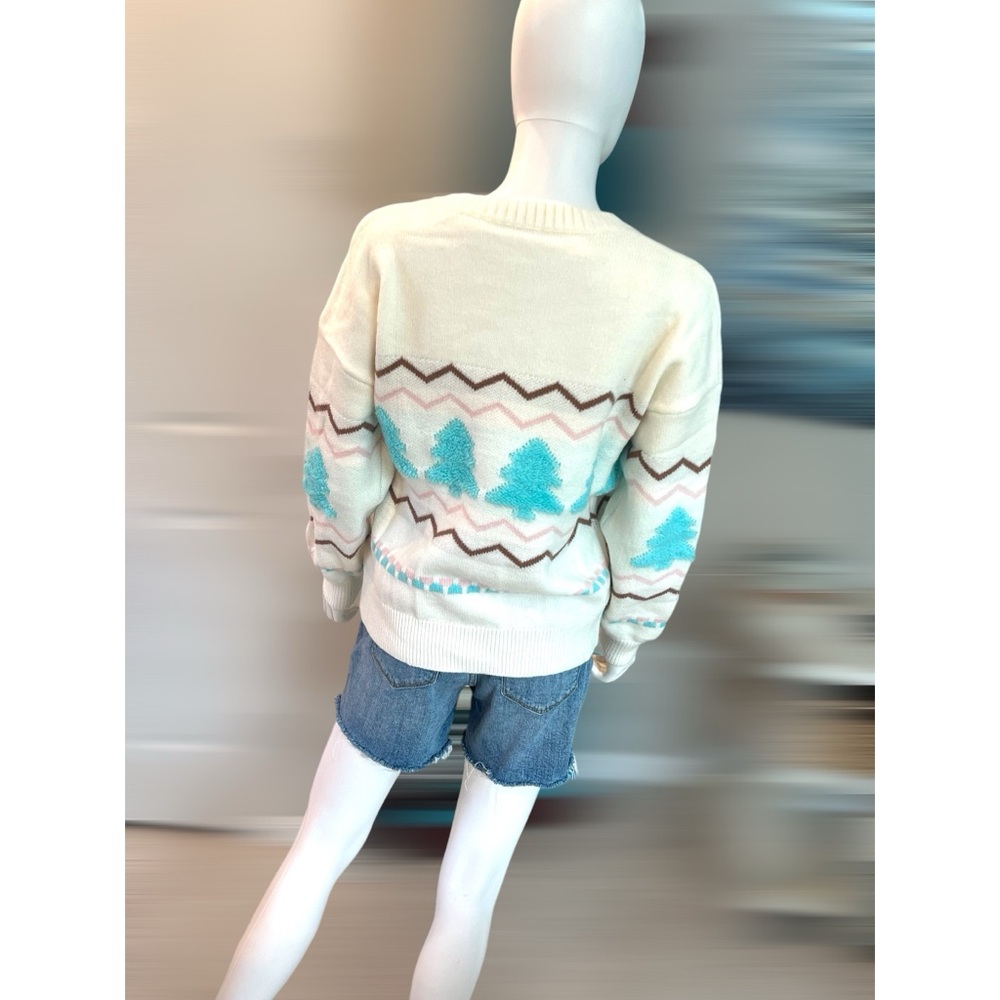 POODIT White Christmas crew neck sweater S M L XL - Picture 7 of 10